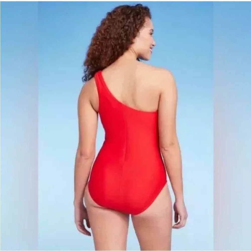 Kona Sol One-Shoulder Red One Piece Swimsuit NWT - Picture 2 of 2